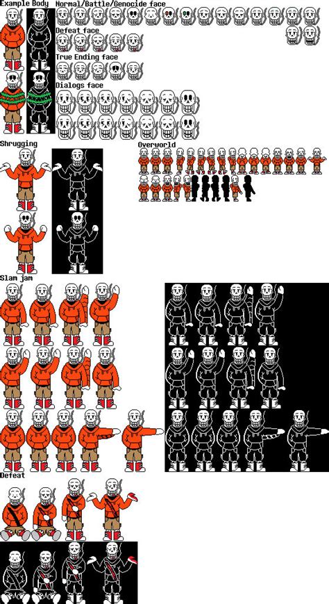 Underswap Papyrus Sprite Sheet Update by HerobrineTV on DeviantArt