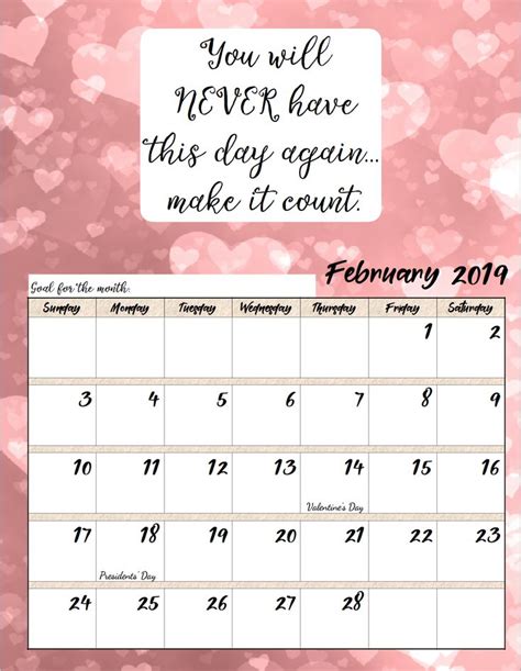 Free Printable 2019 Monthly Motivational Calendars | Inspirational ...