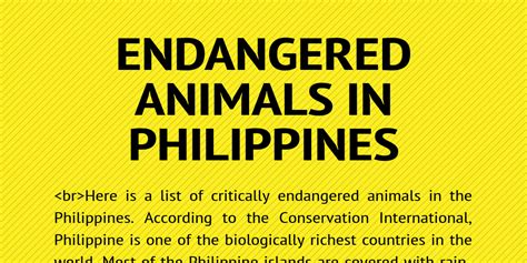 eNDANGEREd aniMALS In phILIPPINEs by Jerome Garcines - Infogram