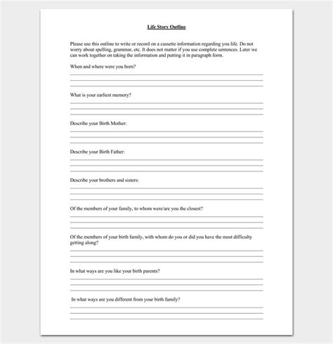 Blank Life Story Outline Format | Story outline, Story outline template, Writing outline