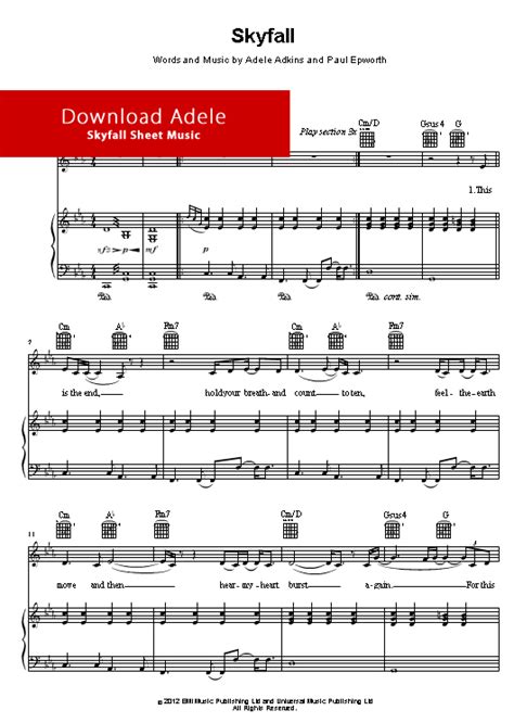 Adele - Skyfall Piano Sheet Music - Music Notes for Piano