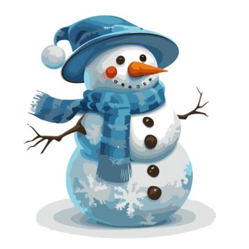 Blue Snowman Vector, Sticker Clipart 3d Snowman Isolated On White ...