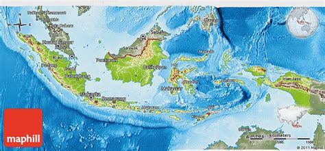 Physical 3D Map of Indonesia, semi-desaturated, land only | Indonesia, Artwork, Map