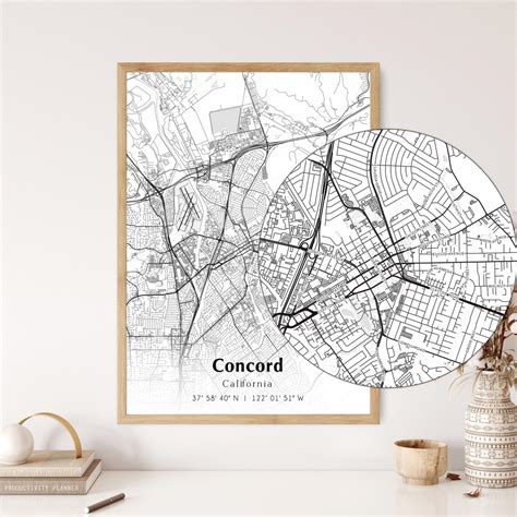 Map of Concord Digital File, Modern City Map, Concord Printable Map, Concord Map Printable ...