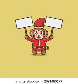 Cute Baby Monkey Bring Blank Banner Stock Vector (Royalty Free) 2091478816 | Shutterstock