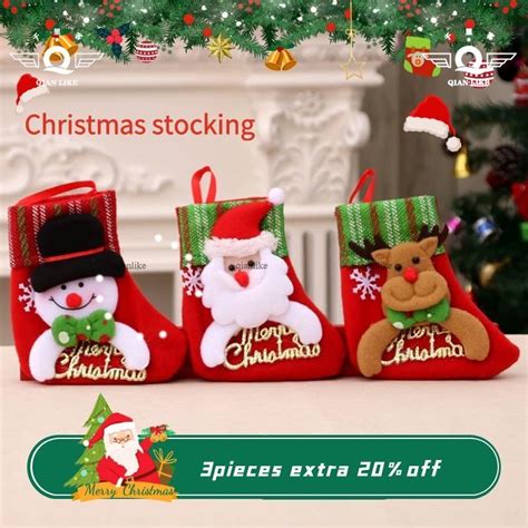 Christmas socks Medyas ng Pasko Christmas Stockings gift for kis children | Shopee Philippines