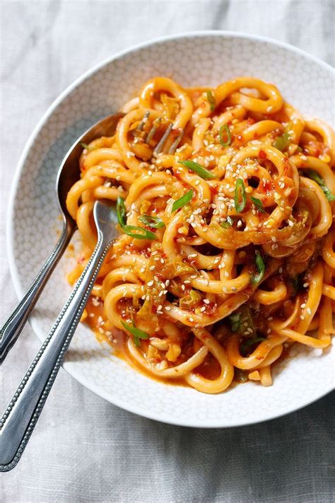 Udon Noodles Stir Fry Recipe with Kimchi Sauce | Recipe | Skillet ...