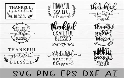 Thankful Grateful Blessed SVG Bundle Graphic by artdee2554 · Creative Fabrica