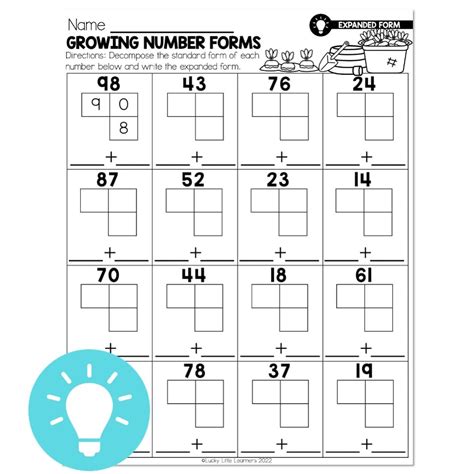 Place Value Number & Expanded Form Math Grade 2nd-3rd: Basic Math Worksheets for Student form ...