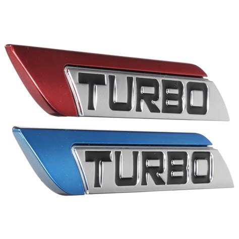 New 3D Metal Turbo Logo Car Body Fender Emblem Badge Decals Sticker Red/Blue – Chile Shop