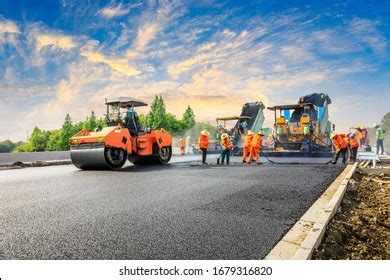 Construction Site Laying New Asphalt Road Stock Photo (Edit Now) 1599723544