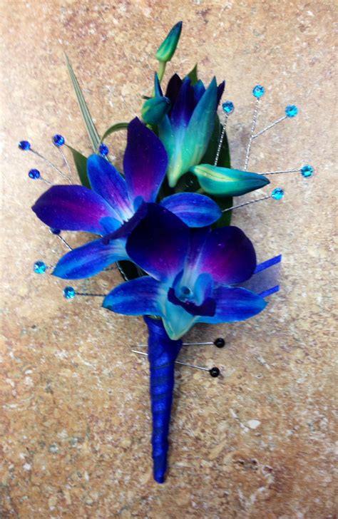 Blue Bom orchid boutonnière, proms, weddings, teal | Blue orchid ...