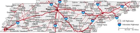 Tennessee State Road Map with Census Information