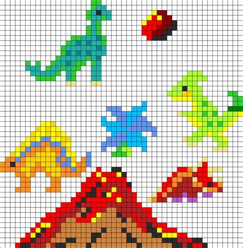 Dinosaur Set 2 Perler Bead Pattern | Bead Sprites | Animals Fuse Bead ...