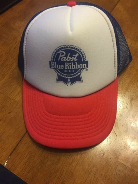 Pbr Hat Pabst Blue Ribbon Beer Trucker Snapback Vintage Mesh Back Red ...