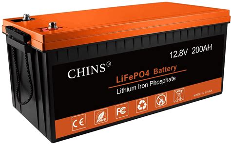 CHINS LiFePO4 12V 200AH Lithium Iron Battery Built-in 100A BMS for Home ...