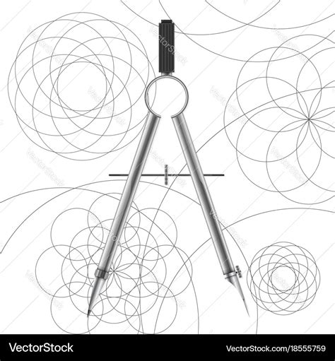 Drawing compasses and drawn circles Royalty Free Vector