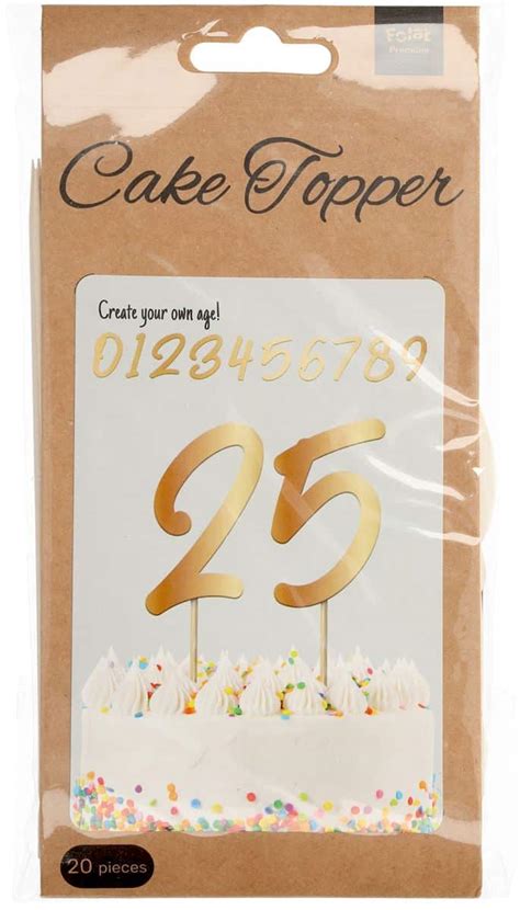 20 x Elegant 15cm Gold Number Cake Toppers | Birthday Candles & Cake ...