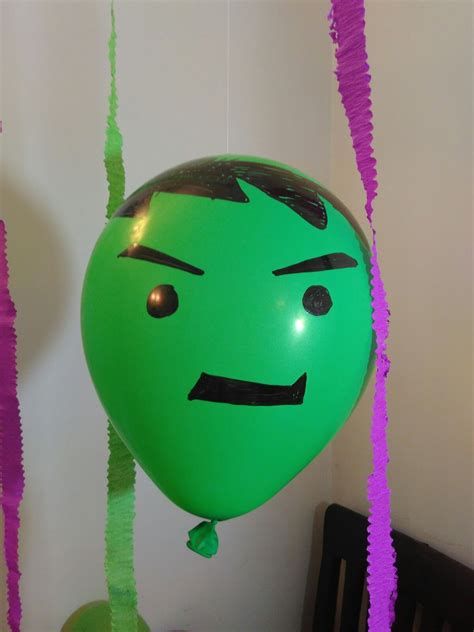 Hulk Balloon ..used marker pen Hulk Theme Birthday Party, Hulk Party, Marvel Party, Avenger ...