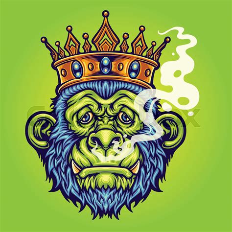 King gorilla with smoking weed | Stock vector | Colourbox