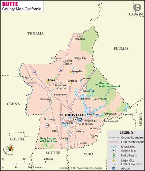 Butte County Map, Map of Butte County, California
