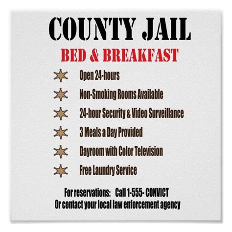 Jail B&B Print | Zazzle.com in 2020 | Correctional officer humor, Jail quote, Prison humor