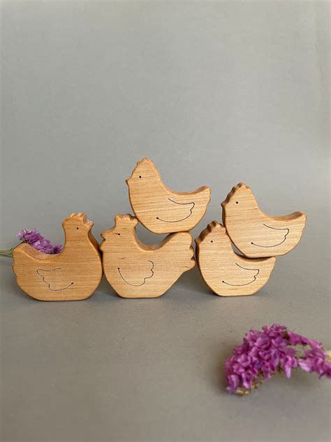 Wooden Farm Animals Toys Wooden Chickens Animals Toys - Etsy