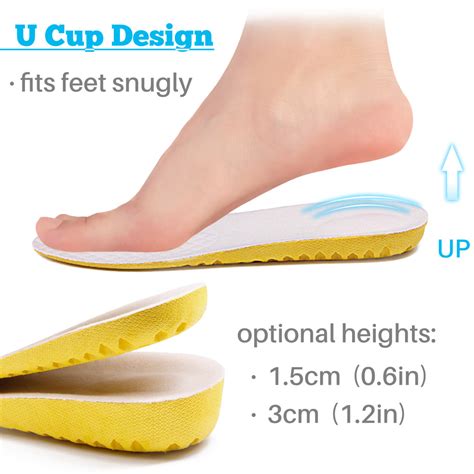 Kalevel Height Increase Insole Women 0.6 Inch Shoe Lift Inserts Adjustable Elevator Shoes Insole ...