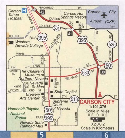 Carson NV road map, highway Carson city Nevada and surrounding area