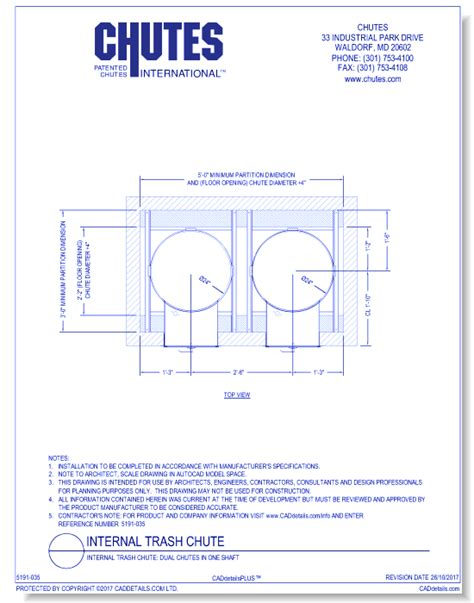 Internal Trash Chute: Dual Chutes in One Shaft - Chutes - CADdetails