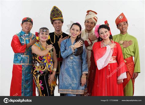 Malaysian People Traditional Clothes Posing Studio Stock Photo by ...