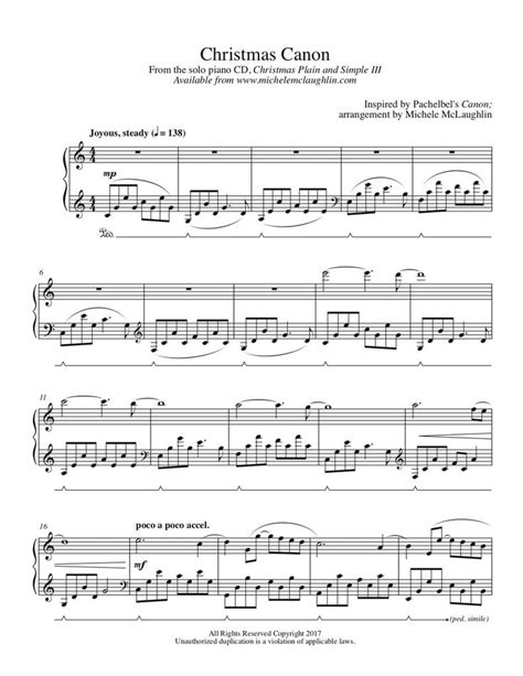 Christmas Canon Piano Sheet Music Printable Free - Printable Word Searches