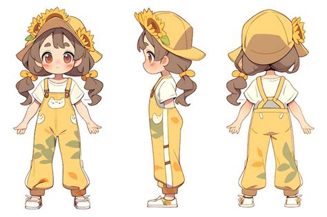 Premium AI Image | Anime Girl Character Design Turnaround Sheet Cute ...