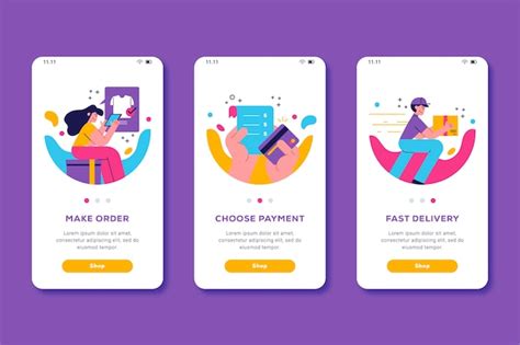 Free Vector | Purchase online onboarding app screen design