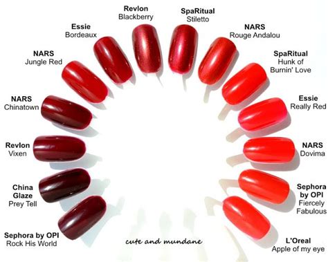 Red nail polish swatches... so many different reds... | Nail polish, Red nail polish, Essie red ...