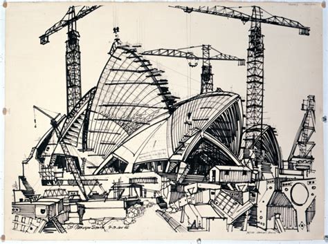 Drawing of the Sydney Opera House under construction | RIBA pix