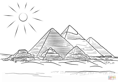 Giza Pyramids coloring page from Egypt category. Select from 29062 printable crafts of cartoons ...