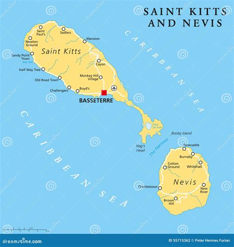 Saint Kitts And Nevis Political Map Stock Vector - Image: 55715362