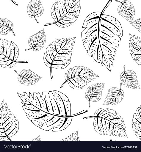 Black and white leaf pattern Royalty Free Vector Image