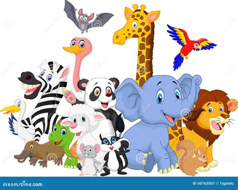 Cartoon Wild Animals Background Stock Vector - Image: 50763501