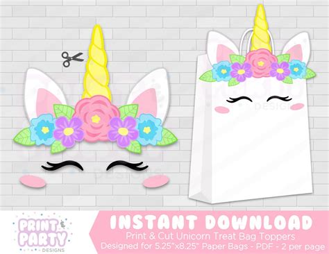 Printable Unicorn Party Favor Bags, Rainbow Unicorn Party, Unicorn Goodie Bags, Unicorn Candy ...