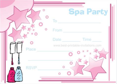 Spa Party Invitations