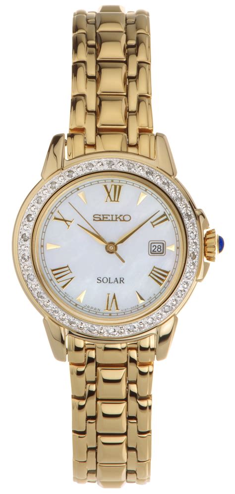 Seiko Women's Solar Gold-Tone Diamond Watch SUT172