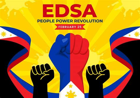 Edsa People Power Revolution Anniversary of Philippine Vector Illustration on February 25 with ...