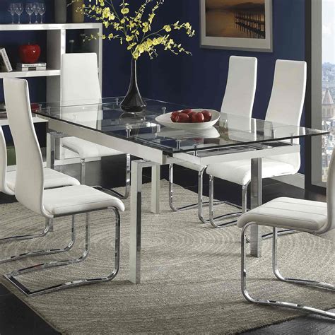 Chrome Dining Set : White Oval Top & Chrome Base Modern 5Pc Dining Set ...