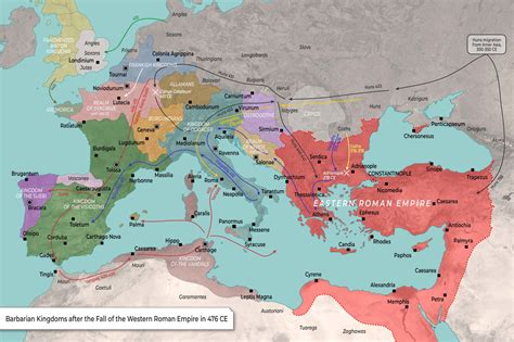 Map of Barbarian Kingdoms (After the Fall of the Western Roman Empire) (Free Download)