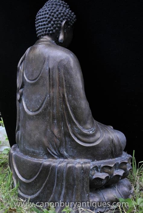 Large Tibetan Bronze Buddha Statue Buddhism Lotus Meditation Pose Buddhist Art