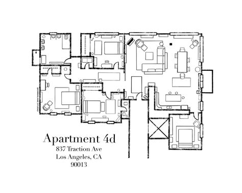 New Girl Floor Plan New Girl TV Show Blueprint Apartment - Etsy