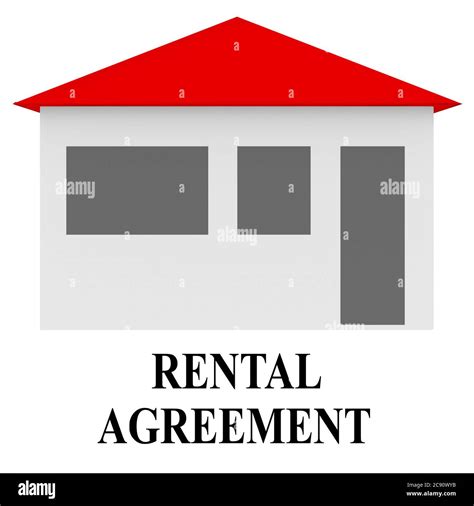 3D illustration of a house isolated on white, and the title RENTAL AGREEMENT Stock Photo - Alamy