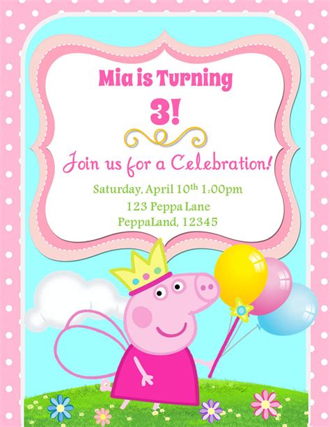 Peppa Pig Birthday Invitation | Etsy